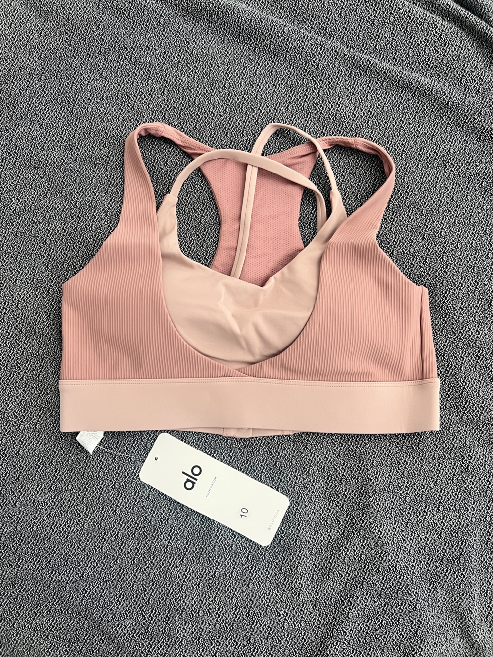 ALO Yoga Rose Ribbed Racerback Sports Bra